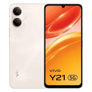 vivo Y21 5G in Straw Gold, front and back views
