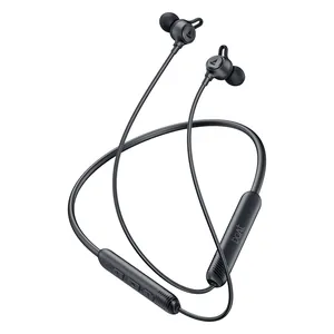 boAt Rockerz Strive wireless neckband earphones in Onyx Black, full neckband with the earbuds and the controls on the band