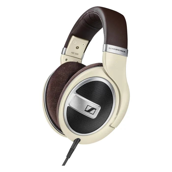 Sennheiser HD 599 open-back headphones in Ivory, angled view with the cable
