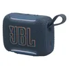 JBL Go 5 portable Bluetooth speaker in Blue, angled view from the carry loop side