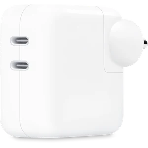 Apple 35W Dual USB-C Port Power Adapter, side view with the two USB-C ports