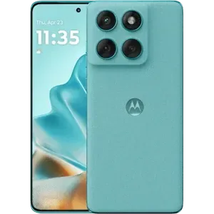 Motorola Edge 60 Fusion in Pantone Amazonite, back and front views