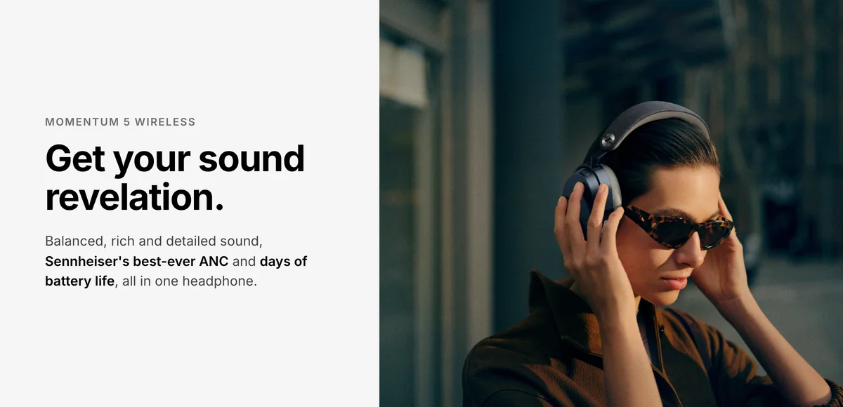 Sennheiser Momentum 5 Wireless headphones with detailed sound, Sennheiser's best ANC and days of battery life