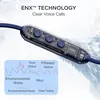 boAt Rockerz Trinity wireless neckband earphones in Just Blue, remote close-up, ENx call noise reduction