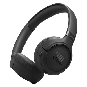 JBL Tune 680NC wireless on-ear noise cancelling headphones in Black, angled view of the headphones