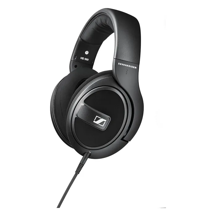 Sennheiser HD 569 closed-back headphones in Black, angled view with the cable