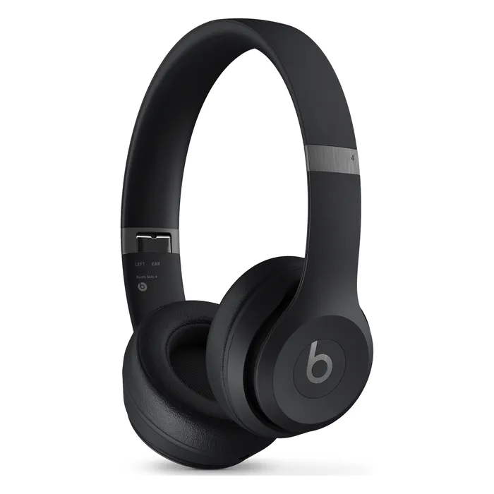 Beats Solo 4 on-ear wireless headphones in Matt Black, angled front view
