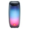 JBL Pulse 4 portable Bluetooth speaker in Black, angled front view with light show