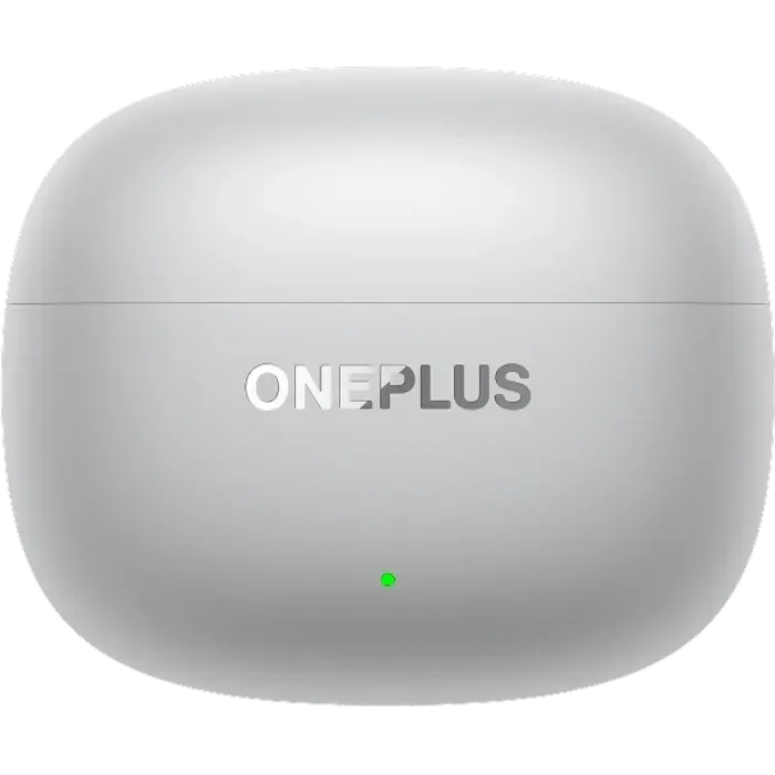 OnePlus Nord Buds 4 Pro true wireless noise cancelling earbuds in Radiant Gray, closed charging case, front view