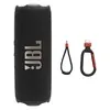 JBL Flip 7 portable Bluetooth speaker in Black, with the finger loop and carabiner