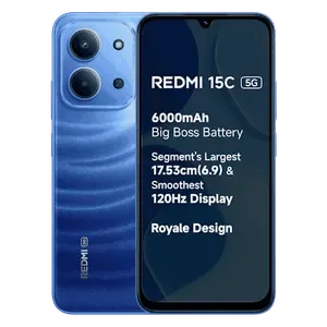 Redmi 15C 5G in Moonlight Blue, front and back views