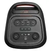 JBL PartyBox Stage 320 portable Bluetooth party speaker in Black, top panel with mic volume, bass, treble and echo knobs