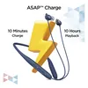 boAt Rockerz 255 Max wireless neckband earphones in Space Blue, feature card: 10-minute ASAP Charge for 10 hours of playback
