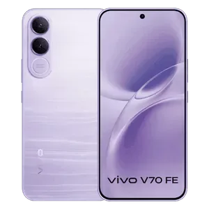 Vivo V70 FE 5G in Northern Lights Purple, back next to the front with the screen on