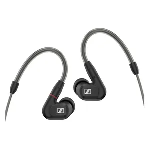 Sennheiser IE 300 wired in-ear monitors, Black, pair with ear hooks, front view
