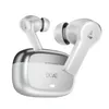 boAt Nirvana Lucid true wireless earbuds in Zinc White, earbuds beside the charging case
