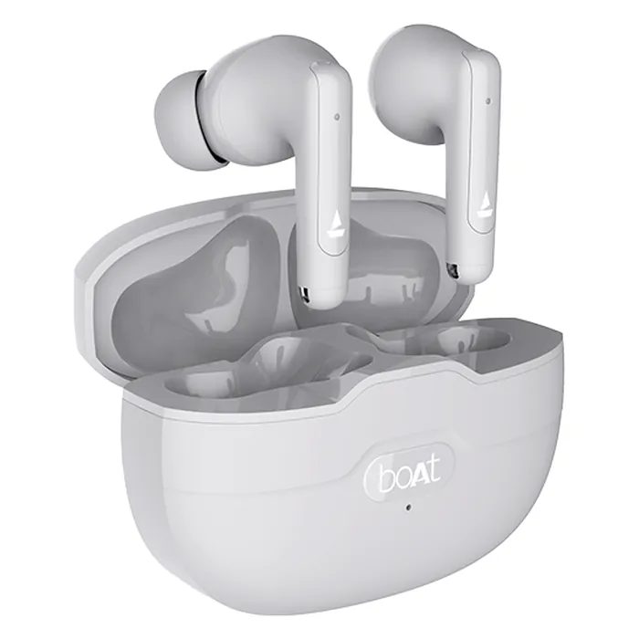 boAt Airdopes Unity ANC true wireless earbuds in Grey, earbuds with the open charging case