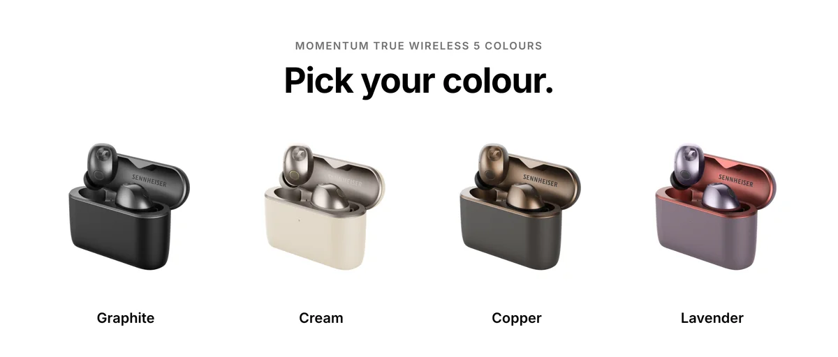 Sennheiser Momentum True Wireless 5 in Graphite, Cream, Copper and Lavender