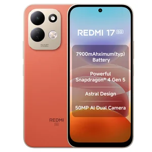 Redmi 17 5G in Eternal Orange, front and back views with the key features