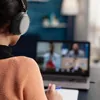 Sennheiser BTD 600 USB Bluetooth audio dongle in Black, in use for a video call