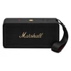 Marshall Middleton II portable Bluetooth speaker in Black and Brass, front view with the carry strap
