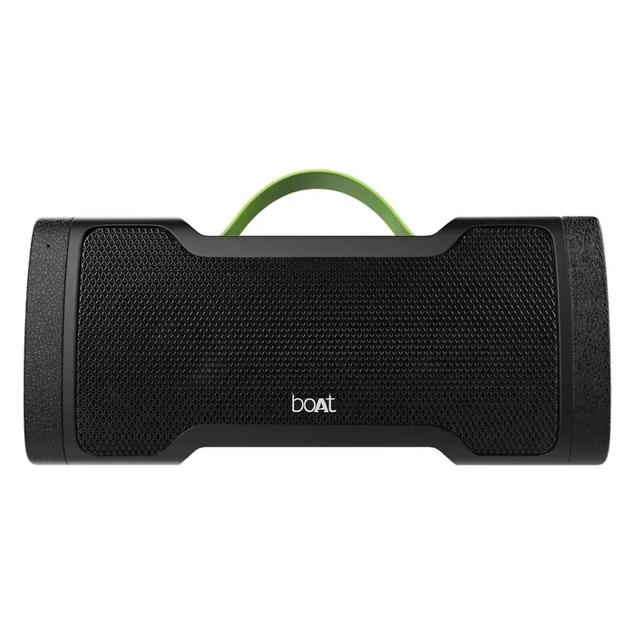 boAt Stone 1010 portable Bluetooth speaker in Black, front view with the carry handle