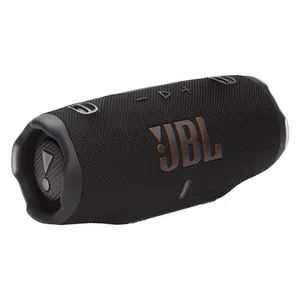 JBL Charge 6 portable Bluetooth speaker in Black, angled front view