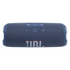 JBL Flip 7 portable Bluetooth speaker in Blue, top panel with volume and play buttons