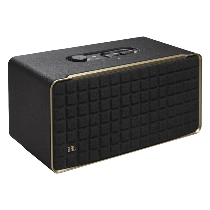 JBL Authentics 500 smart home speaker in Black, angled front view