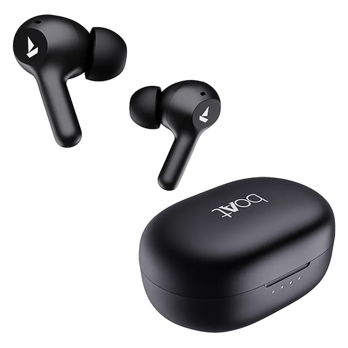 boAt Airdopes 71 true wireless earbuds in Active Black, earbuds and charging case
