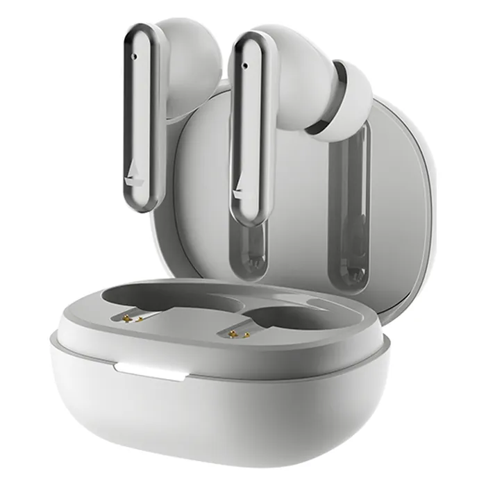 boAt Airdopes Bliss ANC true wireless earbuds in Pristine White, earbuds with the open charging case