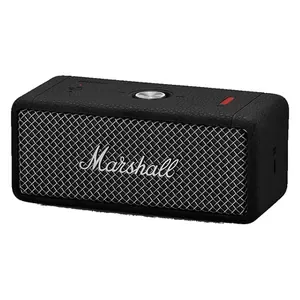 Marshall Emberton II portable Bluetooth speaker in Black and Steel, angled front view