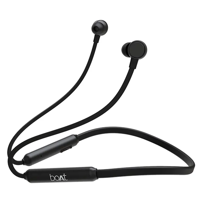 boAt Rockerz 103 Pro wireless neckband earphones in Fusion Black, full neckband with the inline remote and earbuds