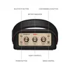 Marshall Stockwell III portable Bluetooth speaker in Black and Brass, top panel with labelled knobs, buttons, battery indicator and media control