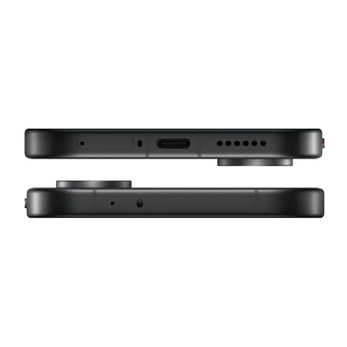 Redmi Turbo 5 in Asphalt Black, top and bottom edges