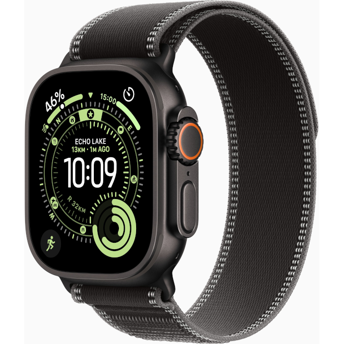 Watch Ultra 3 GPS + Cellular 49mm Black Titanium Case with Black/Charcoal Trail Loop - S/M