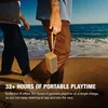 Marshall Emberton III portable Bluetooth speaker in Brown, carried by its strap on a beach