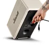 Marshall Stanmore IV Bluetooth home speaker in Cream, RCA lead going into the inputs underneath