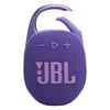 JBL Clip 5 portable Bluetooth speaker in Purple, carabiner open