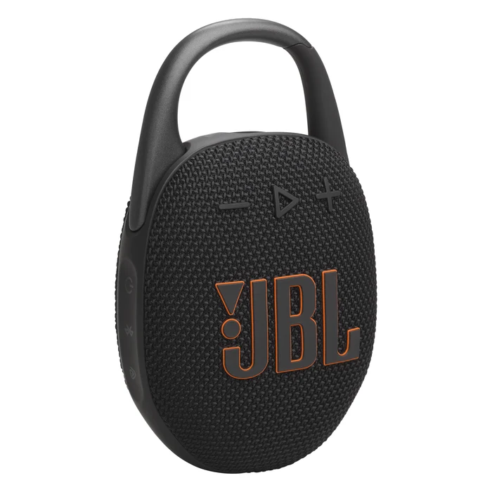 JBL Clip 5 portable Bluetooth speaker in Black, front view