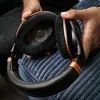 Sennheiser HD 505 open-back headphones in Copper, close-up of the velour ear pads and copper trim