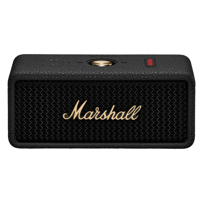 Marshall Emberton III portable Bluetooth speaker in Black and Brass, front view