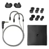 Sennheiser IE 200 wired in-ear monitors, Black, box contents with cable, ear tips and pouch