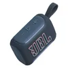 JBL Go 5 portable Bluetooth speaker in Blue, top view with the play and volume buttons