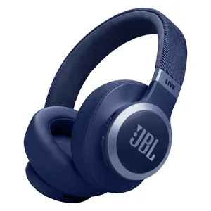 JBL Live 770NC wireless over-ear noise cancelling headphones in Blue, angled view of the headphones