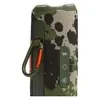 JBL Flip 7 portable Bluetooth speaker in Squad, carabiner on the PushLock mount beside the Bluetooth, power and Auracast buttons