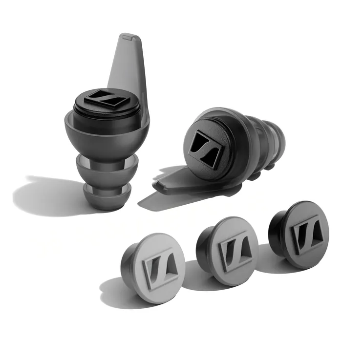 Sennheiser SoundProtex Plus reusable hearing protection earplugs in Black, earplugs with the three acoustic filters