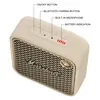 Marshall Willen II portable Bluetooth speaker in Cream, top panel with labelled power and Bluetooth buttons, microphone and battery indicator