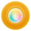 Apple HomePod mini smart speaker in Yellow, top view of the backlit touch surface