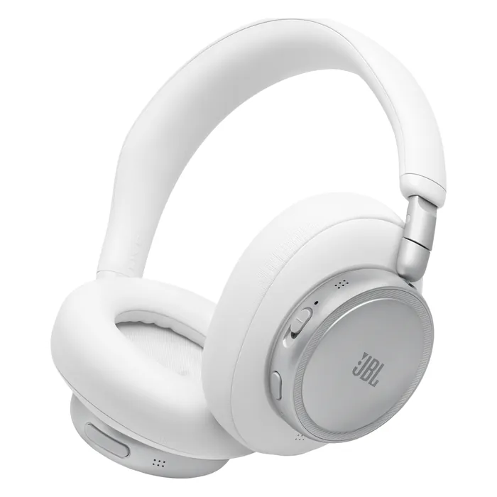 JBL Live 780NC noise cancelling headphones in White, angled front view